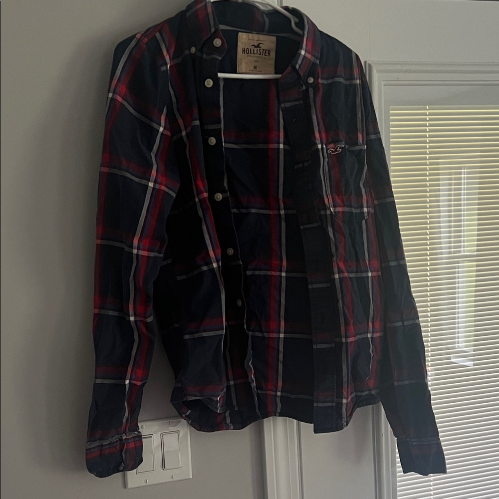 Hollister Navy and Red Checkered Shirt